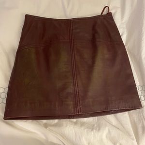 ASOS Mini Skirt in Leather - Burgundy